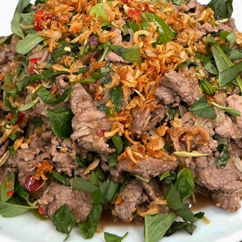 Trâu bóp thấu + bánh tráng nướng